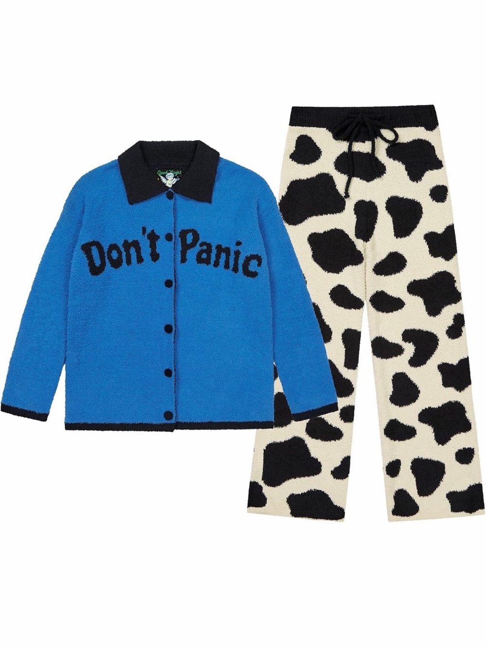 Unisex 2 Piece Pajamas Set with Elastic Waist, Soft Warm Sleepwear, Comfortable